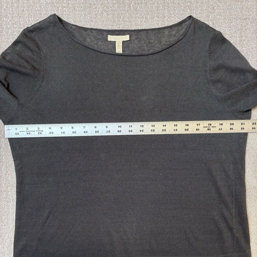 Eileen Fisher Organic Linen Blend Top Sz M Rolled Neck Minimalist Quiet Luxury - Picture 5 of 7